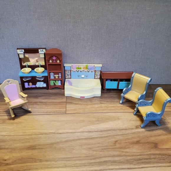 Fisher Price Loving Family Dollhouse Furniture 7 Piece Lot - Picture 1 of 7